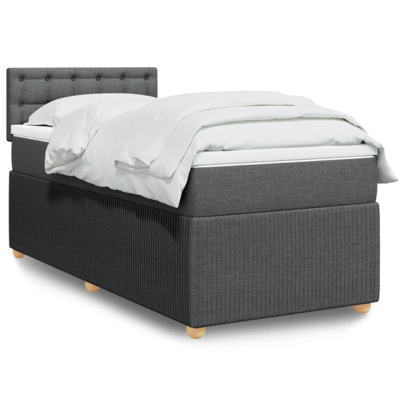 vidaXL Boxspringbett mit Matratze Dunkelgrau 100x200 cm Stoff vidaXL Boxspringbett mit Matratze Dunkelgrau 100x200 cm Stoff