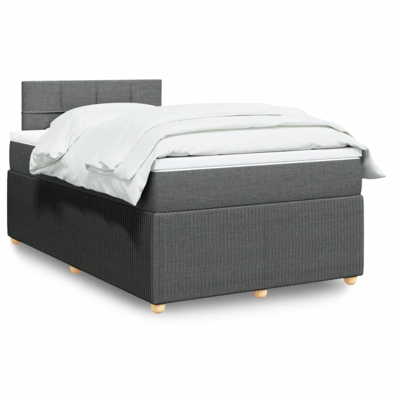 vidaXL Boxspringbett mit Matratze Dunkelgrau 120x200 cm Stoff vidaXL Boxspringbett mit Matratze Dunkelgrau 120x200 cm Stoff