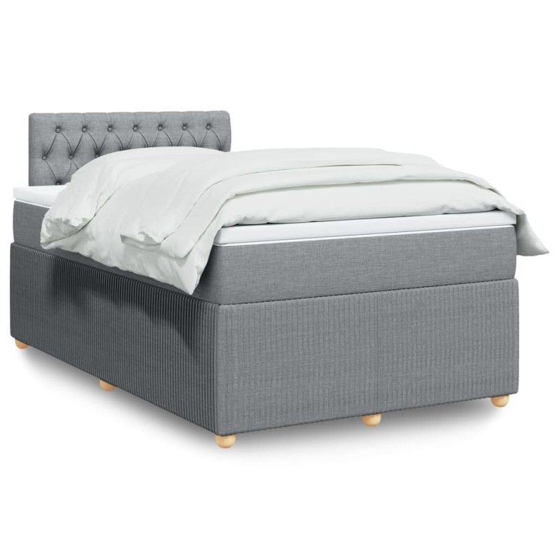 vidaXL Boxspringbett mit Matratze Hellgrau 120x200 cm Stoff vidaXL Boxspringbett mit Matratze Hellgrau 120x200 cm Stoff