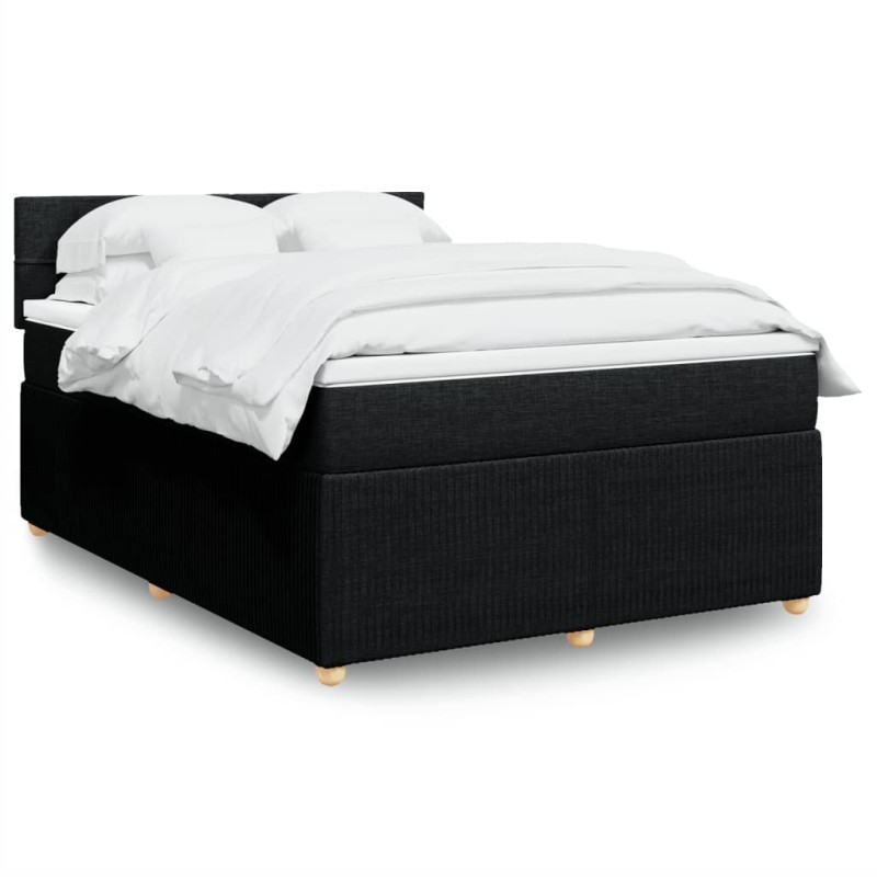 vidaXL Boxspringbett mit Matratze Schwarz 140x190 cm Stoff vidaXL Boxspringbett mit Matratze Schwarz 140x190 cm Stoff