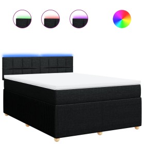 vidaXL Boxspringbett mit Matratze Schwarz 140x190 cm Stoff