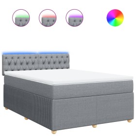 vidaXL Boxspringbett mit Matratze Hellgrau 140x190 cm Stoff