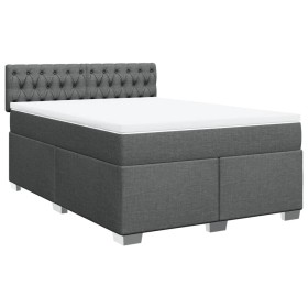 vidaXL Boxspringbett mit Matratze Dunkelgrau 140x200 cm Stoff