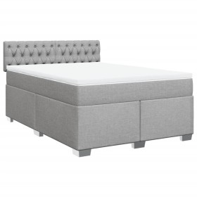 vidaXL Boxspringbett mit Matratze Hellgrau 160x200 cm Stoff