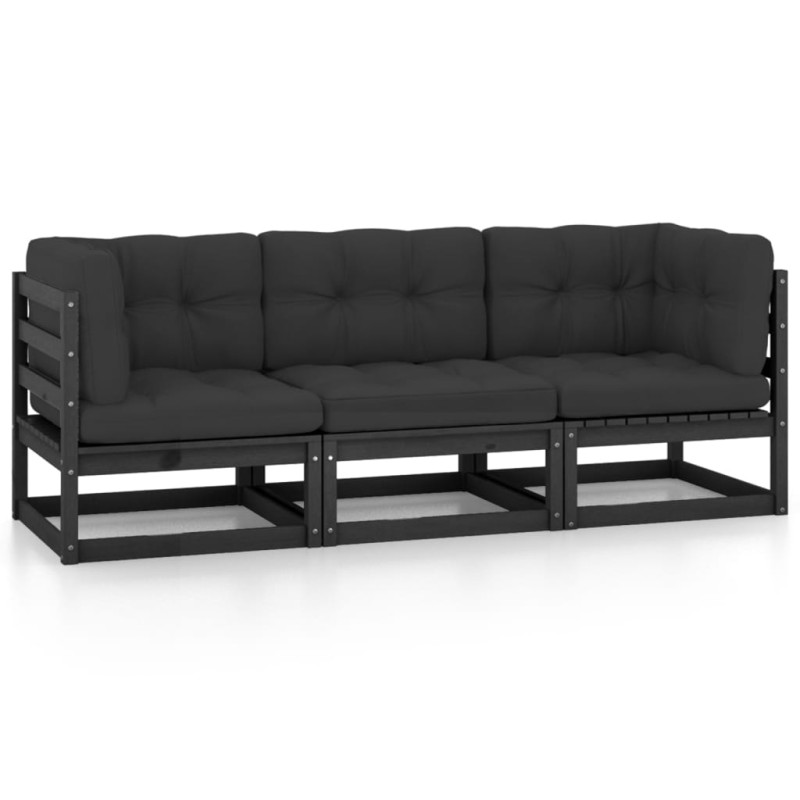3-Sitzer-Gartensofa mit Kissen Kiefer Massivholz 3-Sitzer-Gartensofa mit Kissen Kiefer Massivholz