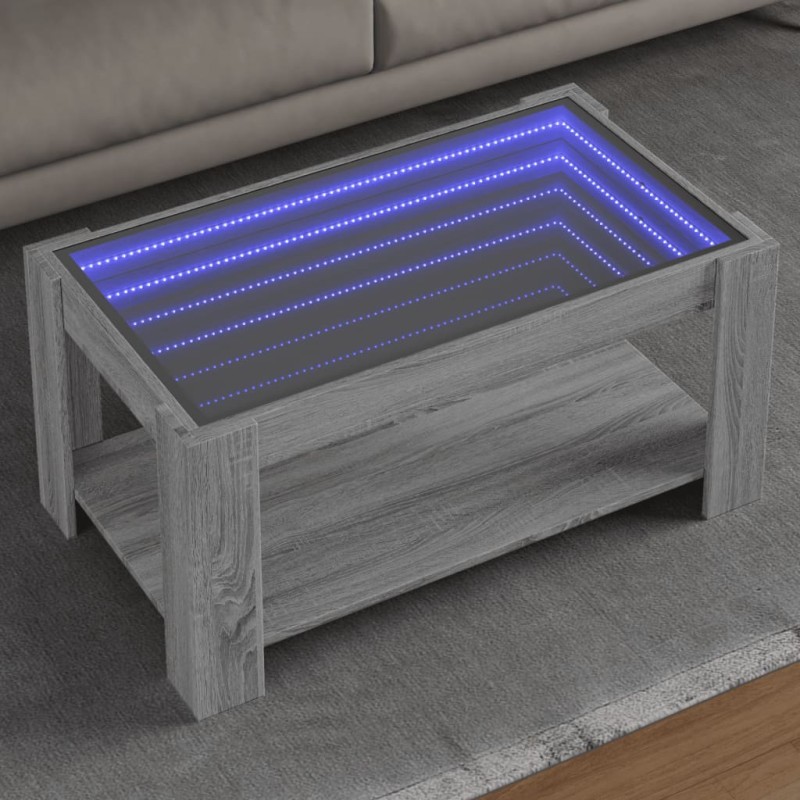 vidaXL LED-Couchtisch Grau Sonoma 93x53x45 cm Holzwerkstoff vidaXL LED-Couchtisch Grau Sonoma 93x53x45 cm Holzwerkstoff