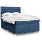 vidaXL Boxspringbett mit Matratze Blau 140x200 cm Stoff vidaXL Boxspringbett mit Matratze Blau 140x200 cm Stoff