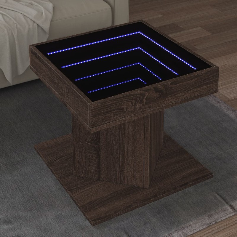 vidaXL LED-Couchtisch Braun Eichen-Optik 50x50x45 cm Holzwerkstoff vidaXL LED-Couchtisch Braun Eichen-Optik 50x50x45 cm Holzwerkstoff