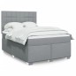 vidaXL Boxspringbett mit Matratze Hellgrau 160x200 cm Stoff vidaXL Boxspringbett mit Matratze Hellgrau 160x200 cm Stoff