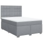 vidaXL Boxspringbett mit Matratze Hellgrau 160x200 cm Stoff vidaXL Boxspringbett mit Matratze Hellgrau 160x200 cm Stoff