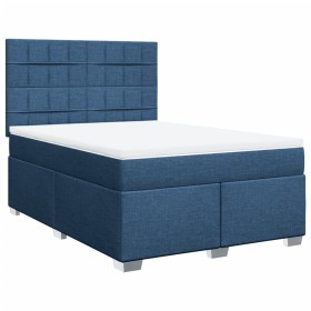 vidaXL Boxspringbett mit Matratze Blau 160x200 cm Stoff