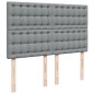 vidaXL Boxspringbett mit Matratze Hellgrau 160x200 cm Stoff vidaXL Boxspringbett mit Matratze Hellgrau 160x200 cm Stoff