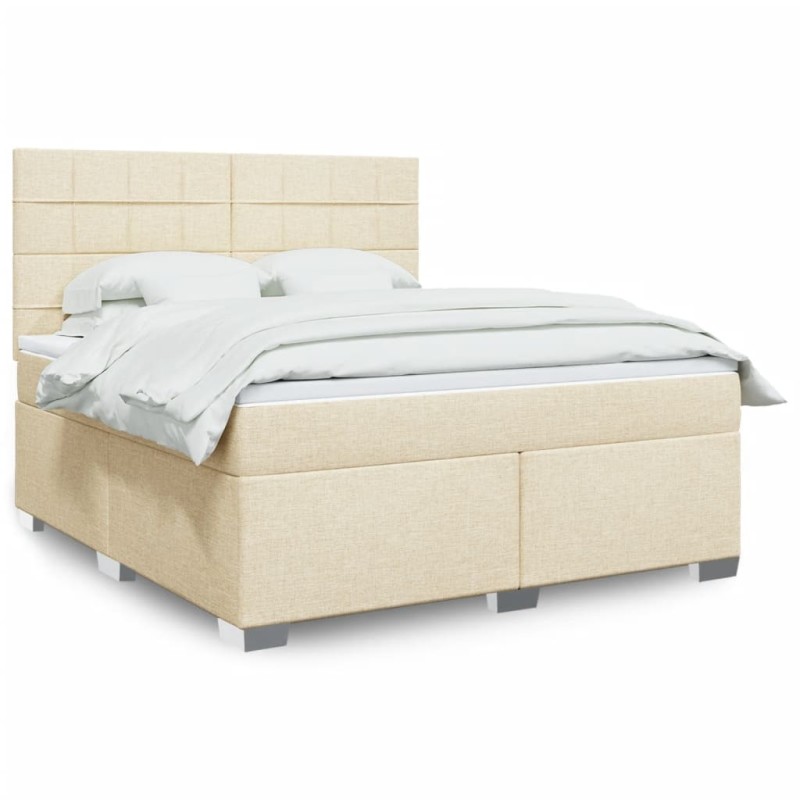 vidaXL Boxspringbett mit Matratze Creme 180x200 cm Stoff vidaXL Boxspringbett mit Matratze Creme 180x200 cm Stoff