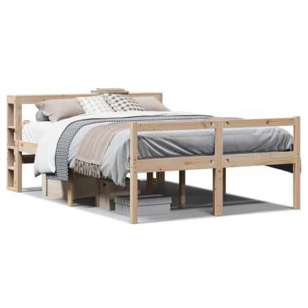 vidaXL Seniorenbett mit Kopfteil 140x190 cm Massivholz Kiefer