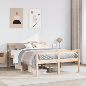 vidaXL Seniorenbett mit Kopfteil 135x190 cm Massivholz Kiefer