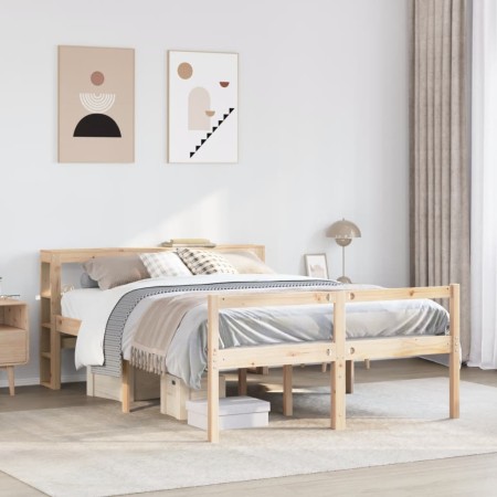 vidaXL Seniorenbett mit Kopfteil 135x190 cm Massivholz Kiefer