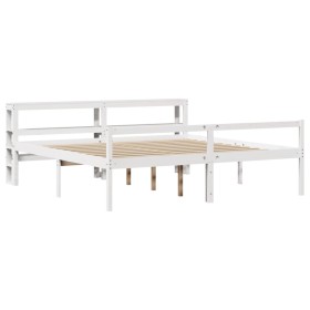 vidaXL Seniorenbett mit Kopfteil Weiß 200x200 cm Massivholz Kiefer