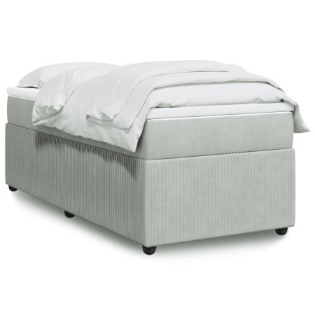 vidaXL Boxspringbett mit Matratze Hellgrau 80x200 cm Samt