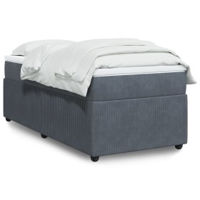 vidaXL Boxspringbett mit Matratze Dunkelgrau 100x200 cm Samt