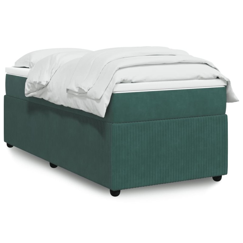 vidaXL Boxspringbett mit Matratze Dunkelgrün 100x200 cm Samt vidaXL Boxspringbett mit Matratze Dunkelgrün 100x200 cm Samt