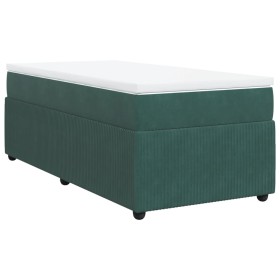vidaXL Boxspringbett mit Matratze Dunkelgrün 100x200 cm Samt