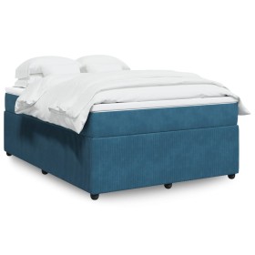 vidaXL Boxspringbett mit Matratze Dunkelblau 160x200 cm Samt