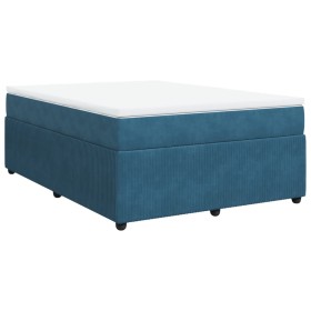 vidaXL Boxspringbett mit Matratze Dunkelblau 160x200 cm Samt
