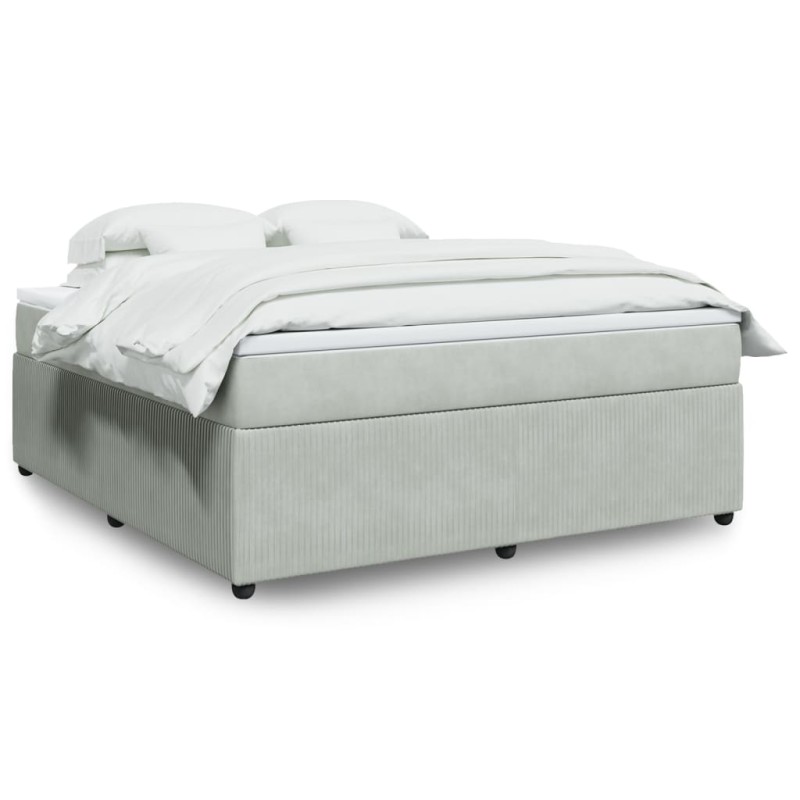 vidaXL Boxspringbett mit Matratze Hellgrau 180x200 cm Samt vidaXL Boxspringbett mit Matratze Hellgrau 180x200 cm Samt