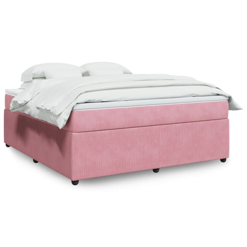 vidaXL Boxspringbett mit Matratze Rosa 180x200 cm Samt vidaXL Boxspringbett mit Matratze Rosa 180x200 cm Samt