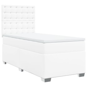 vidaXL Boxspringbett mit Matratze Weiß 80x200 cm Kunstleder