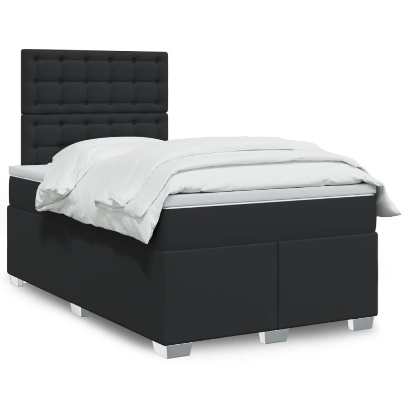 vidaXL Boxspringbett mit Matratze Schwarz 120x190 cm Kunstleder vidaXL Boxspringbett mit Matratze Schwarz 120x190 cm Kunstleder