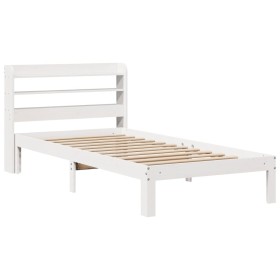 vidaXL Massivholzbett mit Kopfteil Weiß 75x190 cm Kiefer