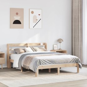 vidaXL Massivholzbett mit Kopfteil 135x190 cm Kiefer