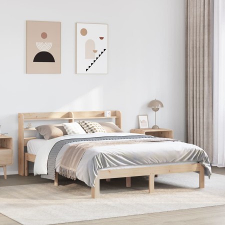 vidaXL Massivholzbett mit Kopfteil 150x200 cm Kiefer
