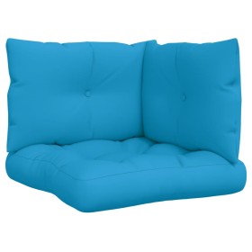vidaXL Palettenkissen 3-tlg. Blau Stoff
