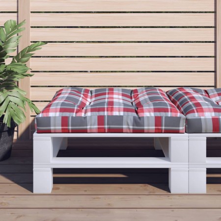 vidaXL Palettenkissen Rot Karomuster 80x80x12 cm Stoff