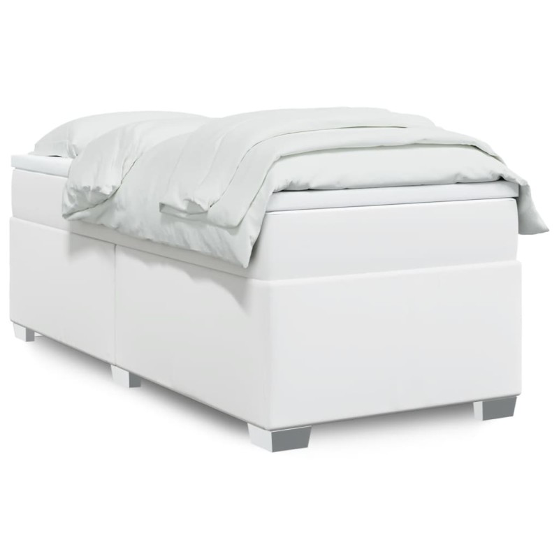 vidaXL Boxspringbett mit Matratze Weiß 80x200 cm Kunstleder vidaXL Boxspringbett mit Matratze Weiß 80x200 cm Kunstleder