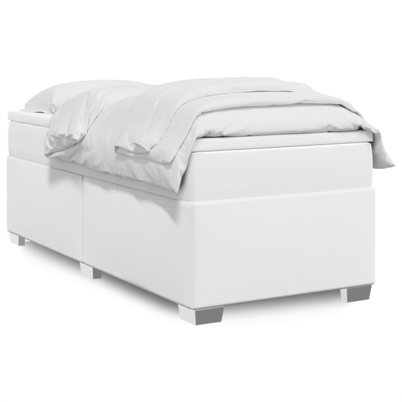 vidaXL Boxspringbett mit Matratze Weiß 90x190 cm Kunstleder vidaXL Boxspringbett mit Matratze Weiß 90x190 cm Kunstleder