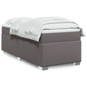 vidaXL Boxspringbett mit Matratze Grau 100x200 cm Kunstleder