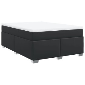 vidaXL Boxspringbett mit Matratze Schwarz 140x190 cm Kunstleder