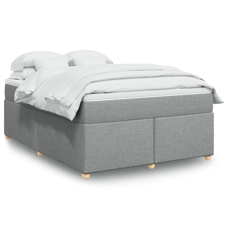 vidaXL Boxspringbett mit Matratze Hellgrau 160x200 cm Stoff vidaXL Boxspringbett mit Matratze Hellgrau 160x200 cm Stoff
