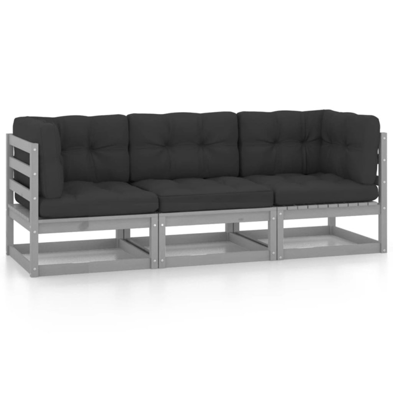 3-Sitzer-Gartensofa mit Kissen Kiefer Massivholz 3-Sitzer-Gartensofa mit Kissen Kiefer Massivholz