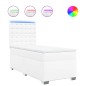 vidaXL Boxspringbett mit Matratze Weiß 90x190 cm Kunstleder vidaXL Boxspringbett mit Matratze Weiß 90x190 cm Kunstleder
