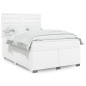 vidaXL Boxspringbett mit Matratze Weiß 160x200 cm Kunstleder