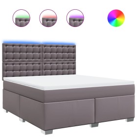 vidaXL Boxspringbett mit Matratze Grau 180x200 cm Kunstleder