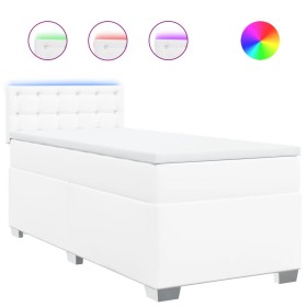 vidaXL Boxspringbett mit Matratze Weiß 80x200 cm Kunstleder