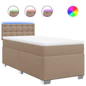 vidaXL Boxspringbett mit Matratze Cappuccino-Braun 90x200cm Kunstleder