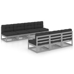 8-tlg. Garten-Lounge-Set mit Kissen Kiefer Massivholz