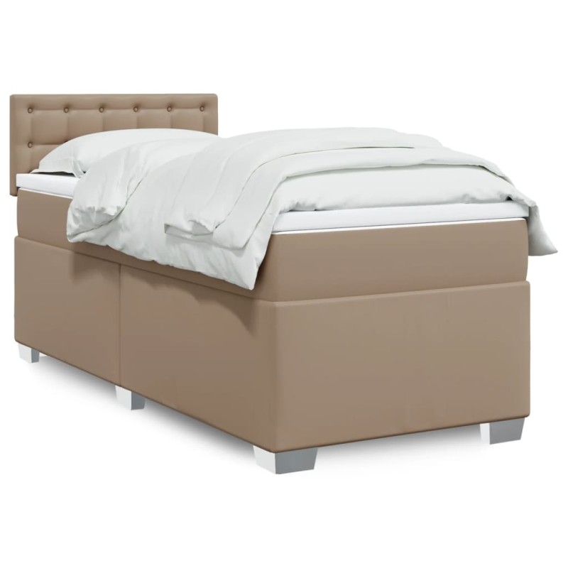 vidaXL Boxspringbett Matratze Cappuccino-Braun 100x200cm Kunstleder vidaXL Boxspringbett Matratze Cappuccino-Braun 100x200cm Kunstleder