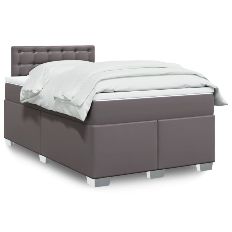 vidaXL Boxspringbett mit Matratze Grau 120x200 cm Kunstleder vidaXL Boxspringbett mit Matratze Grau 120x200 cm Kunstleder
